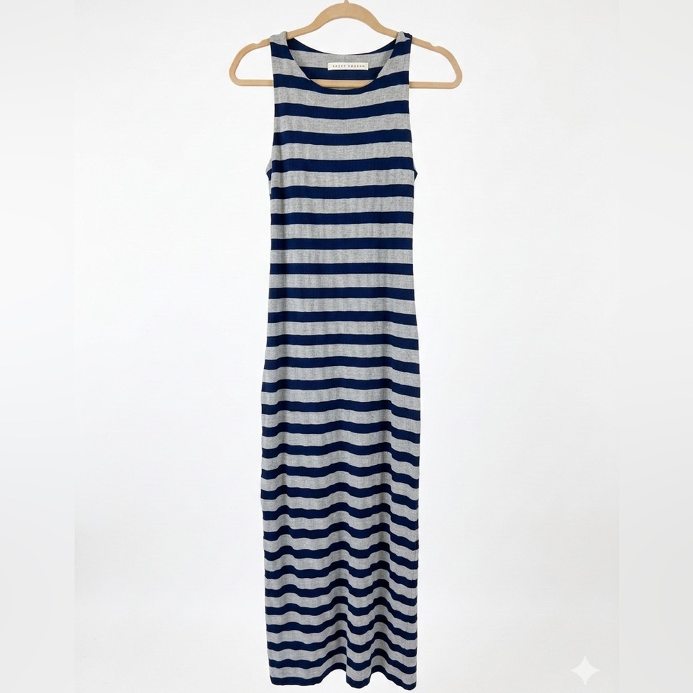 Susana Monaco Navy and Gray Striped Maxi Dress